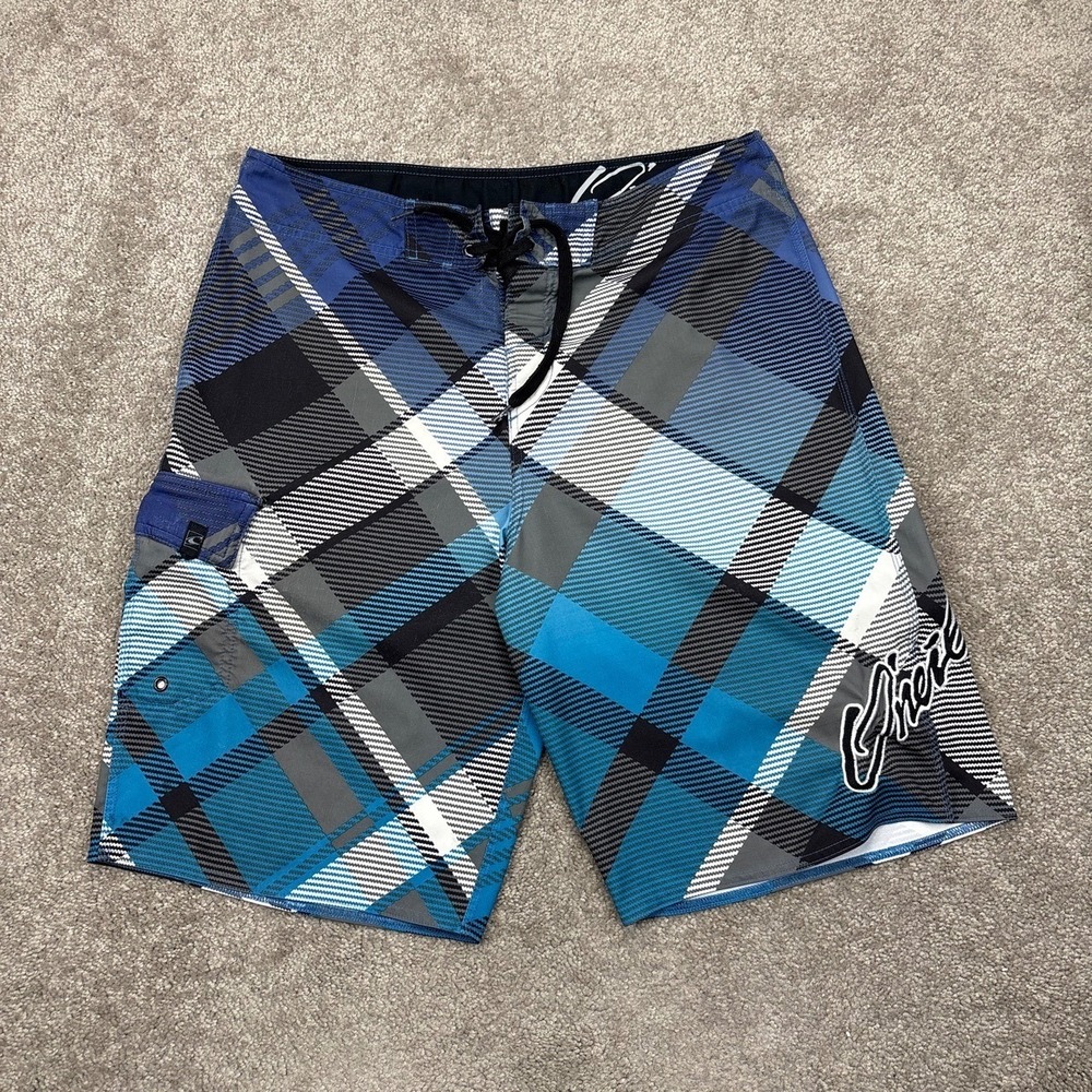 Vintage Y2K ONeill Plaid Surf Board Board Shorts Size 34